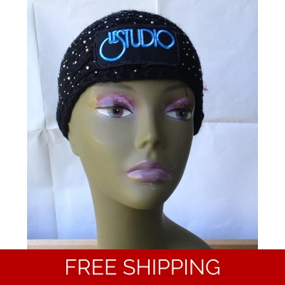 Black Sparkle Woman Winter Headband  W & B Front Logo